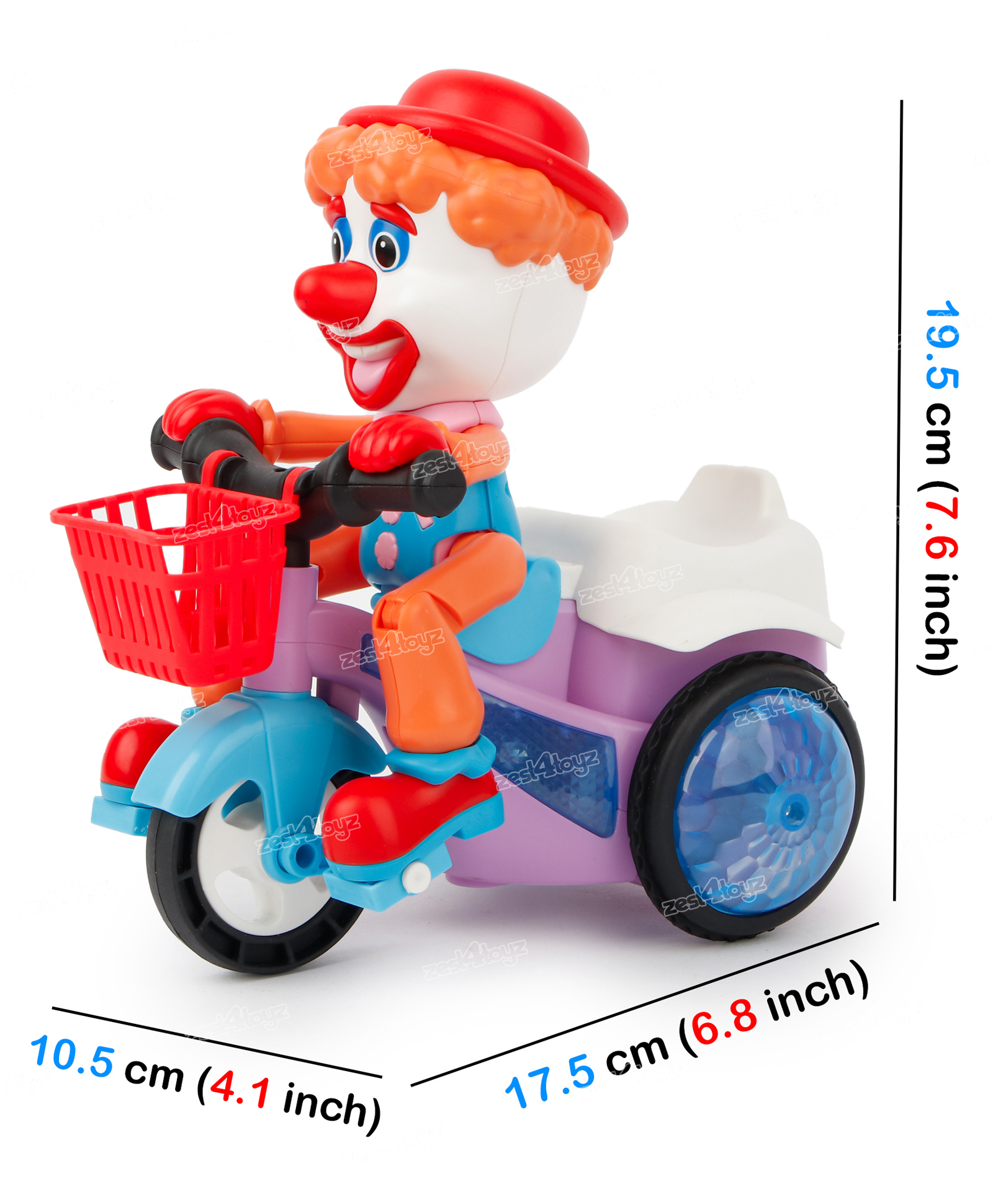 Stunt Tricycle Joker Bump and Go Toy with 4D Lights Dancing Toy